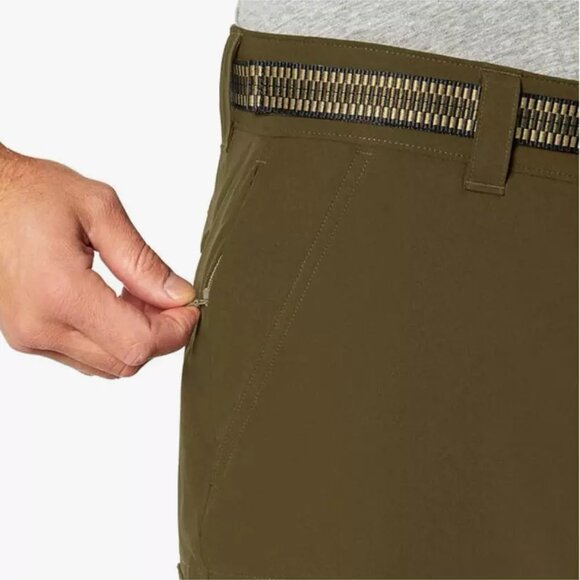 Orvis Mens Flat Front Comfort Waist Belt Lightweight Olive Green Cargo Shorts 34 - Picture 4 of 16